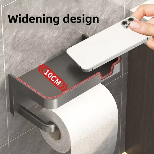 Rustproof Thickened Plastic Wall-Mounted Toilet Paper Holder for Bathroom/Kitchen with Phone Storage 3