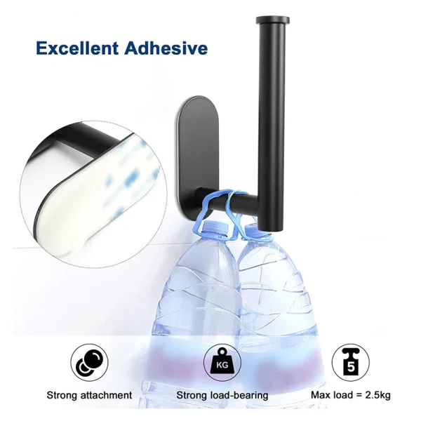 No Drilling Toilet Paper Holder SUS304 Stainless Steel Self Adhesive Wall Mount Tissue Towel Roll Dispenser for Bathroom Kitchen 5