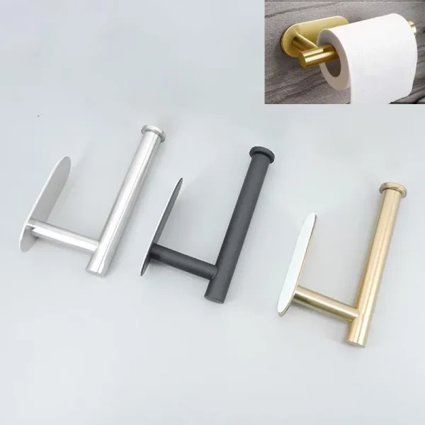 Self-Adhesive Stainless Steel Toilet Roll Paper Towel Toilet wall Mount Holder Organizers Punch-Free Rack Tissue Accessories M20 3