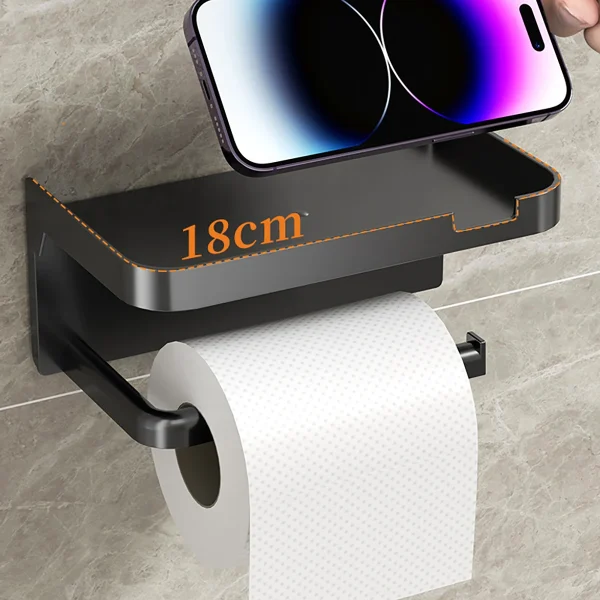 1PCS Wall Mounted Storage Rack Toilet Paper Holder No-Punch Roll Organizer - Bathroom Storage Accessories 4
