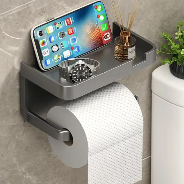 Aluminum Alloy Toilet Paper Holder Bathroom Wall Mount WC Paper Phone Holder Shelf Towel Roll shelf Accessories 1