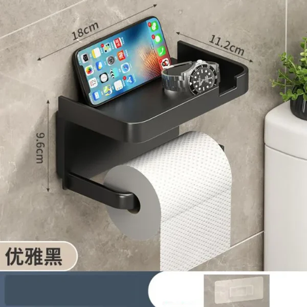 Aluminum Alloy Toilet Paper Holder Bathroom Wall Mount WC Paper Phone Holder Shelf Towel Roll shelf Accessories 2