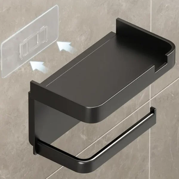 Aluminum Alloy Toilet Paper Holder Bathroom Wall Mount WC Paper Phone Holder Shelf Towel Roll shelf Accessories 5
