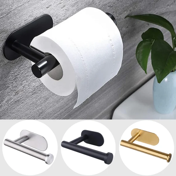 Self Adhesive Toilet Paper Holder Wall Mount No Punching Stainless Steel Tissue Towel Roll Dispenser Stand For Bathroom Kitchen 1