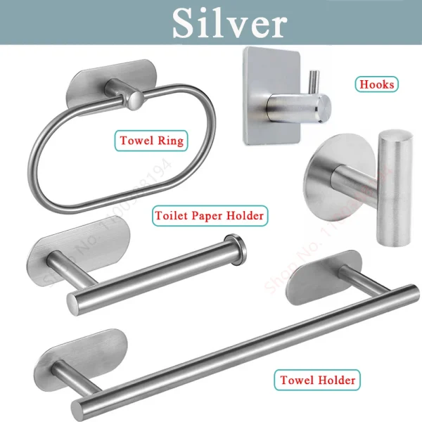 Self Adhesive Toilet Paper Holder Wall Mount No Punching Stainless Steel Tissue Towel Roll Dispenser Stand For Bathroom Kitchen 5