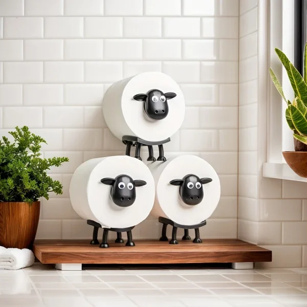 1/3Pcs Adorable Sheep-Shaped Toilet Paper Holder - Perfect for Bathroom Decor, Freestanding Plastic Design, Fun Home Decor 2
