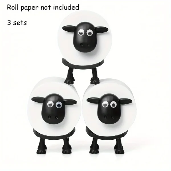 1/3Pcs Adorable Sheep-Shaped Toilet Paper Holder - Perfect for Bathroom Decor, Freestanding Plastic Design, Fun Home Decor 3