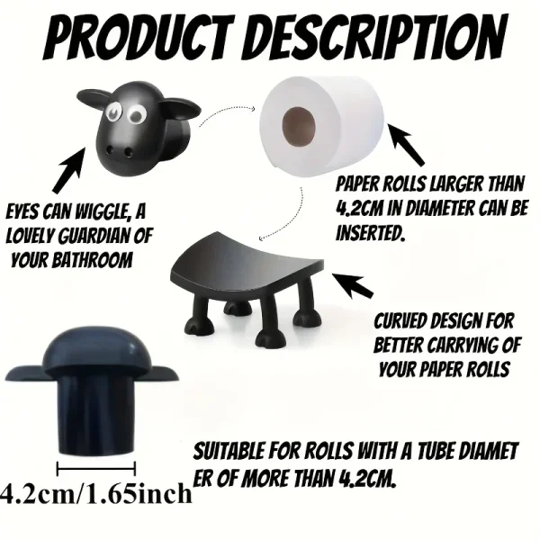 1/3Pcs Adorable Sheep-Shaped Toilet Paper Holder - Perfect for Bathroom Decor, Freestanding Plastic Design, Fun Home Decor 5