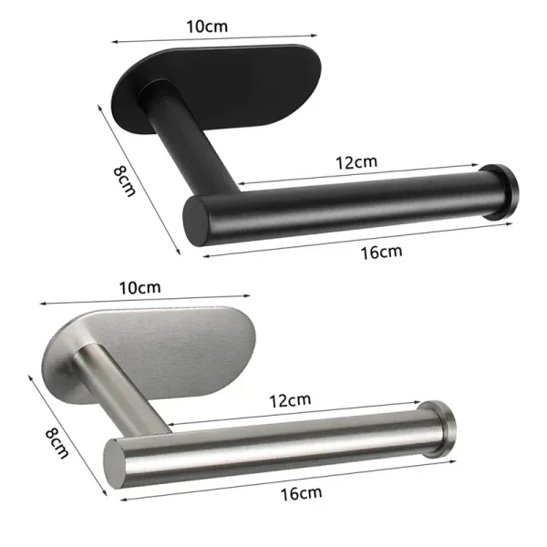 No Punching Wall Mounted Toilet Paper Holder Rustproof Anticorrosion Stainless Steel Bathroom Kitchen Roll Paper Toilet Holder 2