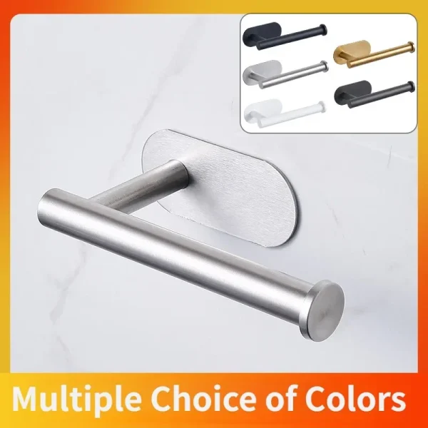 Self-Adhesive Stainless Steel Toilet Roll Paper Towel Toilet wall Mount Holder Organizers Punch-Free Rack Tissue Accessories U26 1