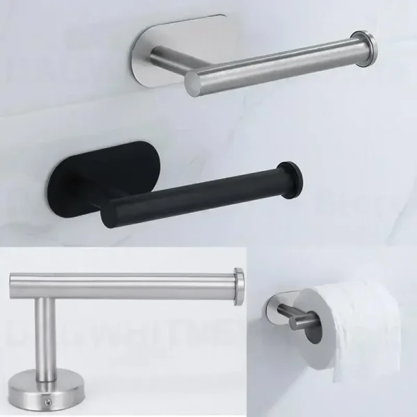 Self-Adhesive Stainless Steel Toilet Roll Paper Towel Toilet wall Mount Holder Organizers Punch-Free Rack Tissue Accessories U26 2