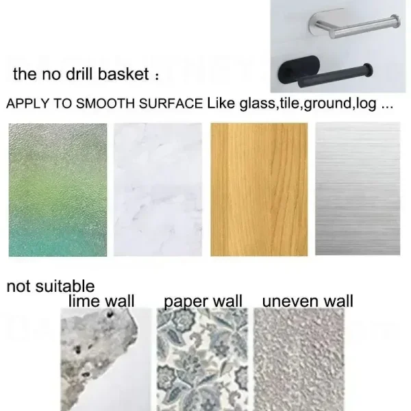 Self-Adhesive Stainless Steel Toilet Roll Paper Towel Toilet wall Mount Holder Organizers Punch-Free Rack Tissue Accessories U26 6