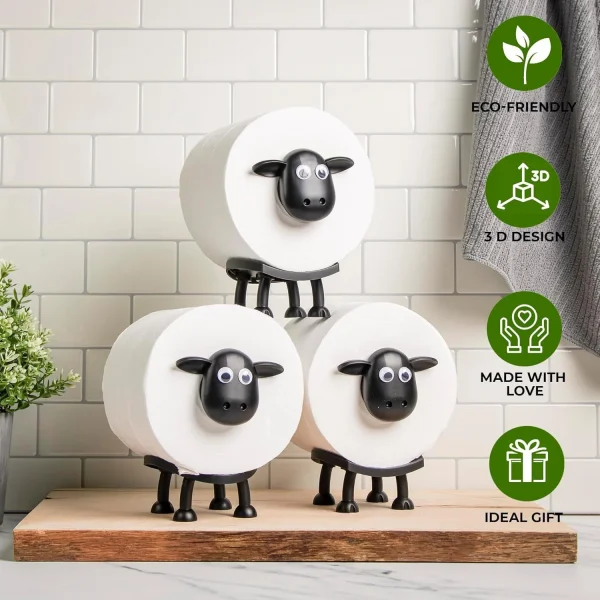 1pc/3pc Sheep Shaped Toilet Paper Holder Stand Self Supporting Animal Design Bathroom Tissue Roll Storage Cute Home Decor 3
