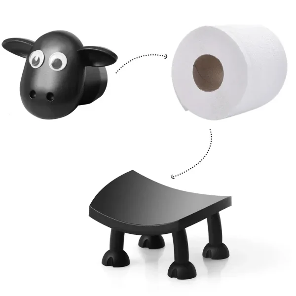 1pc/3pc Sheep Shaped Toilet Paper Holder Stand Self Supporting Animal Design Bathroom Tissue Roll Storage Cute Home Decor 4