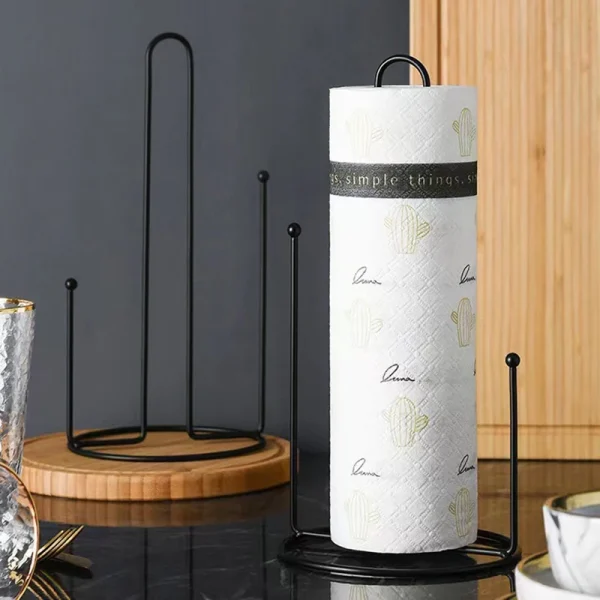 1PC Iron Kitchen Roll Paper Towel Holder Bathroom Paper Towel Holder Dining Table Vertical Napkin Holder Kitchen Storage Rack 2