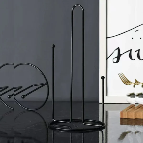 1PC Iron Kitchen Roll Paper Towel Holder Bathroom Paper Towel Holder Dining Table Vertical Napkin Holder Kitchen Storage Rack 4