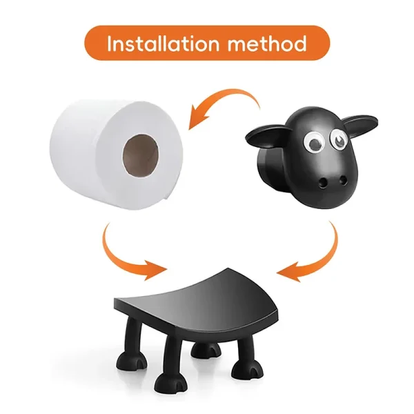 3/1PCS Sheep Toilet Roll Holder Funny Toilet Paper Holder Free Standing Bathroom Set Black Sheep Roll Rack Cute Bathroom Decor 5