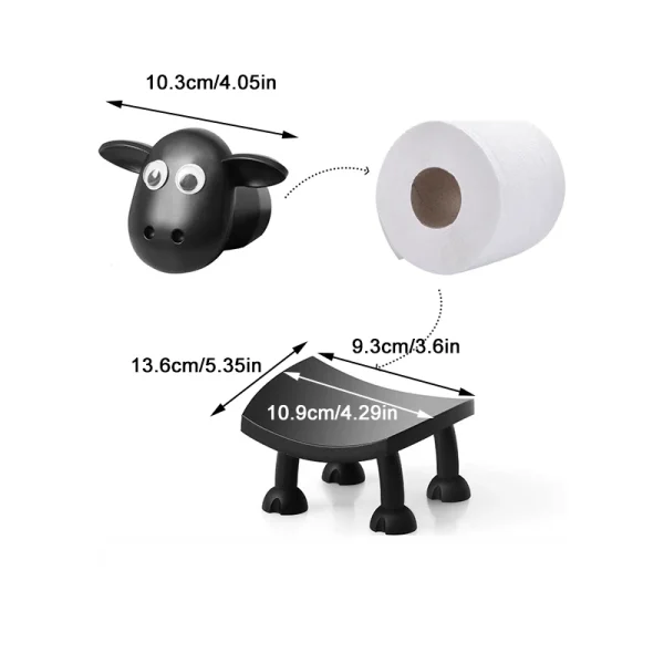 3/1PCS Sheep Toilet Roll Holder Funny Toilet Paper Holder Free Standing Bathroom Set Black Sheep Roll Rack Cute Bathroom Decor 6