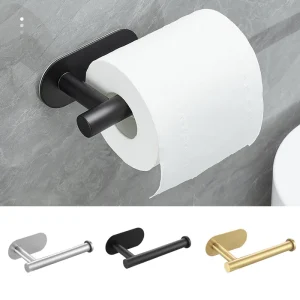 Adhesive Toilet Roll Paper Holder Organizer Wall Mount Storage Stand Kitchen Bathroom No Drill Tissue Towel Dispenser Stainless 1