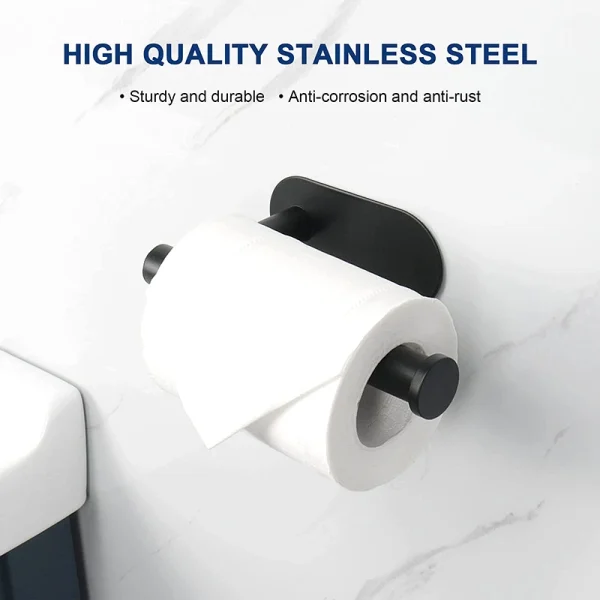 Adhesive Toilet Roll Paper Holder Organizer Wall Mount Storage Stand Kitchen Bathroom No Drill Tissue Towel Dispenser Stainless 2