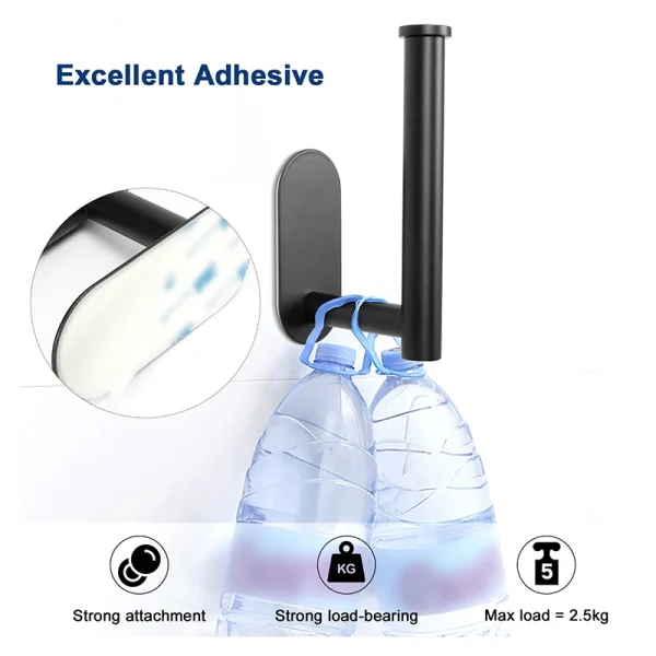 Adhesive Toilet Roll Paper Holder Organizer Wall Mount Storage Stand Kitchen Bathroom No Drill Tissue Towel Dispenser Stainless 4