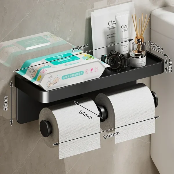 Aluminum Alloy Toilet Paper Holder WC roll Paper Holder perfume Shelf for Bathroom storage Accessories 1