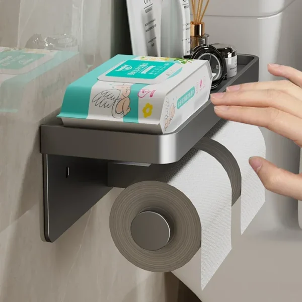 Aluminum Alloy Toilet Paper Holder WC roll Paper Holder perfume Shelf for Bathroom storage Accessories 3