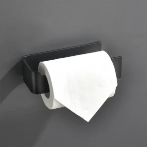Aluminum Paper Roll Holder Black Toilet Tissue Hanger Free Punch Paper Rack Bathroom Accessories WC Tissue Hanger Kitchen Paper 1