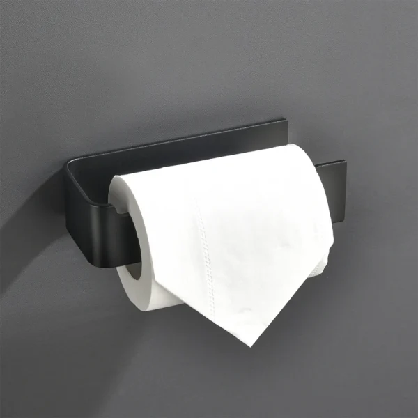 Aluminum Paper Roll Holder Black Toilet Tissue Hanger Free Punch Paper Rack Bathroom Accessories WC Tissue Hanger Kitchen Paper 1