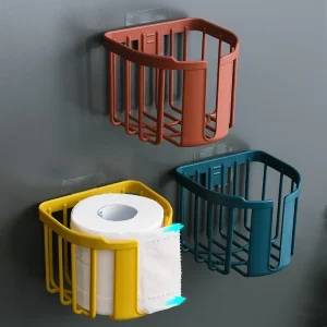 Toilet Paper Shelf Bathroom Kitchen Wall-Mounted Punch-Free Tissue Box Sticky Storage Box Toilet Holder Roll 1