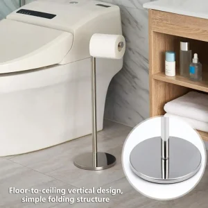 Toilet Paper Holder Stand Free Standing Stainless Steel Roll Paper Storage Rack Bathroom Floor Tissue Rolls Dispenser Holder 1