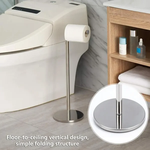 Toilet Paper Holder Stand Free Standing Stainless Steel Roll Paper Storage Rack Bathroom Floor Tissue Rolls Dispenser Holder 1