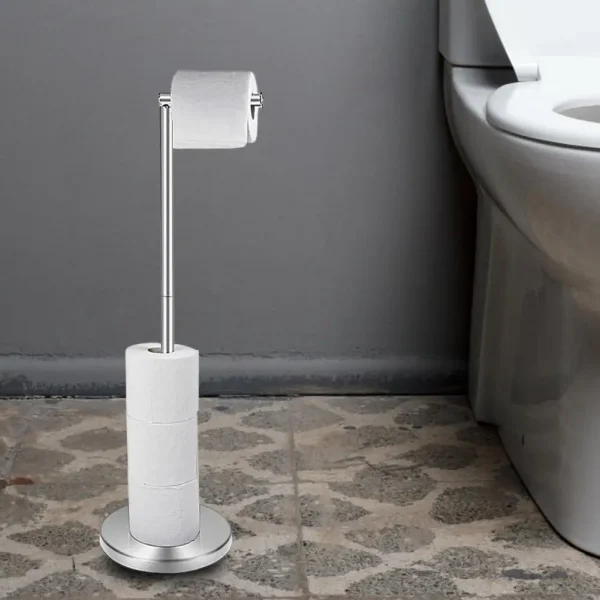 Toilet Paper Holder Stand Free Standing Stainless Steel Roll Paper Storage Rack Bathroom Floor Tissue Rolls Dispenser Holder 3