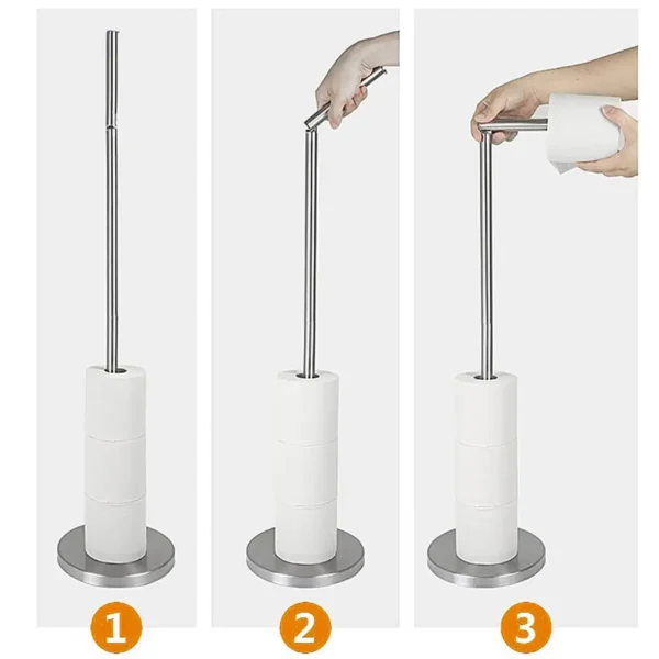 Toilet Paper Holder Stand Free Standing Stainless Steel Roll Paper Storage Rack Bathroom Floor Tissue Rolls Dispenser Holder 4