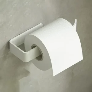 Wall-Mounted Toilet Paper Rack - Sleek Black/White, No-Drill Adhesive, Bathroom & Kitchen Organizer 1