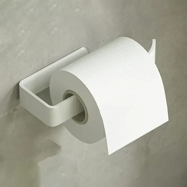 Wall-Mounted Toilet Paper Rack - Sleek Black/White, No-Drill Adhesive, Bathroom & Kitchen Organizer 1