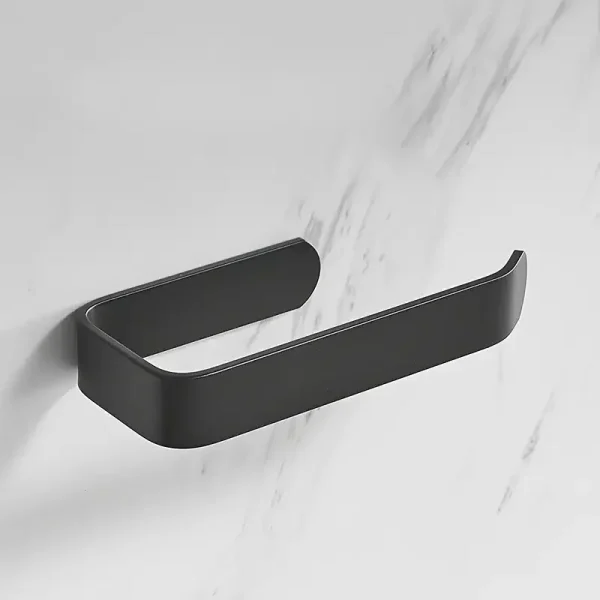 Wall-Mounted Toilet Paper Rack - Sleek Black/White, No-Drill Adhesive, Bathroom & Kitchen Organizer 3