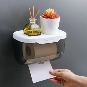 Punch-free Toilet Paper Holder Box Waterproof Storage Toilet Paper Storage Rack Paper Towel Kitchen Bathroom Storage Box 1
