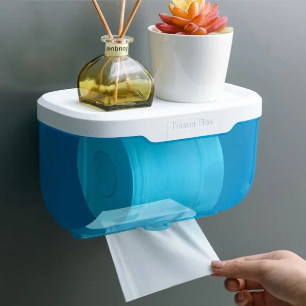 Punch-free Toilet Paper Holder Box Waterproof Storage Toilet Paper Storage Rack Paper Towel Kitchen Bathroom Storage Box 2