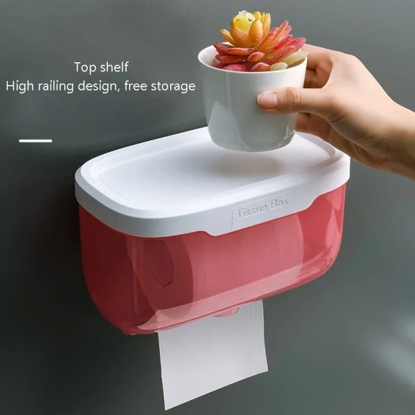 Punch-free Toilet Paper Holder Box Waterproof Storage Toilet Paper Storage Rack Paper Towel Kitchen Bathroom Storage Box 3