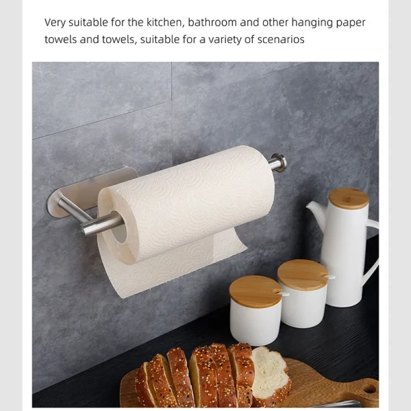 Kitchen Paper Towel Holder Adhesive Tissue Hanger Toilet Roll Paper Dispenser Cabinet Storage Napkin Rack Bathroom Accessories 5