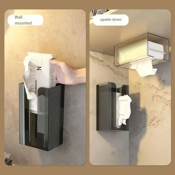 Punch-free Toilet Paper Holder Box Waterproof Storage Toilet Paper Storage Rack Paper Towel Kitchen Bathroom Storage Box 2