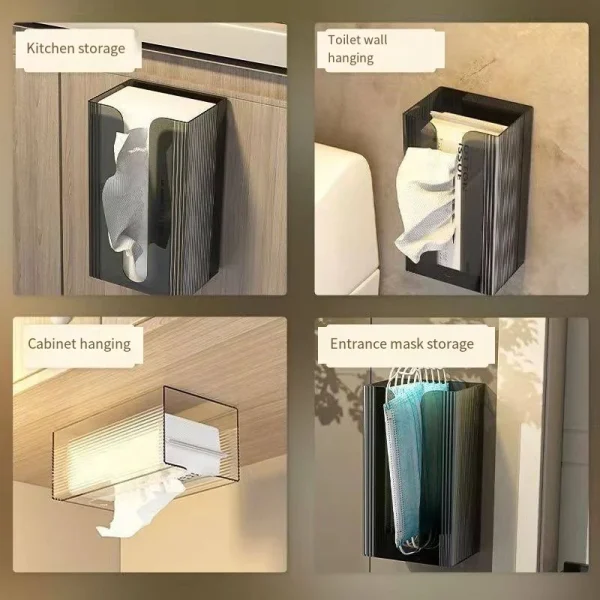 Punch-free Toilet Paper Holder Box Waterproof Storage Toilet Paper Storage Rack Paper Towel Kitchen Bathroom Storage Box 3