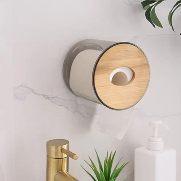 Waterproof Toilet Paper Holder Home Supplies Round Plastic Paper Container Wall Mounted Paper Shelf Bathroom 2