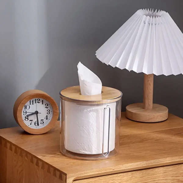 Waterproof Toilet Paper Holder Home Supplies Round Plastic Paper Container Wall Mounted Paper Shelf Bathroom 3