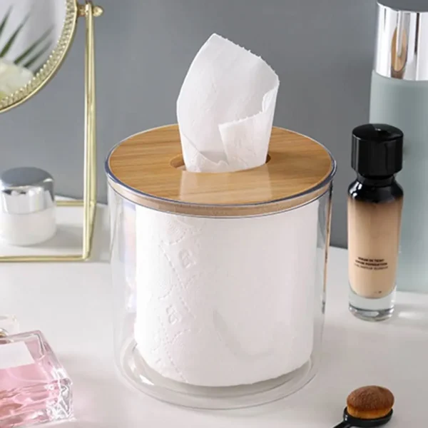 Waterproof Toilet Paper Holder Home Supplies Round Plastic Paper Container Wall Mounted Paper Shelf Bathroom 5