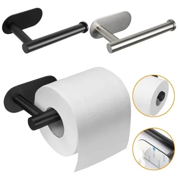 Adhesive Toilet Paper Holder 304 Stainless Steel Brushed Gold Paper Towel Roll Rack Black Bathroom Kitchen Long Tissue Hanger 5