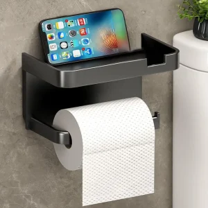 Toilet Paper Holder Stand Wall-Mounted Toilet Paper Dispenser Kitchen Bathroom Storage Rack For Tissue Box Shelf Phone Holder 1