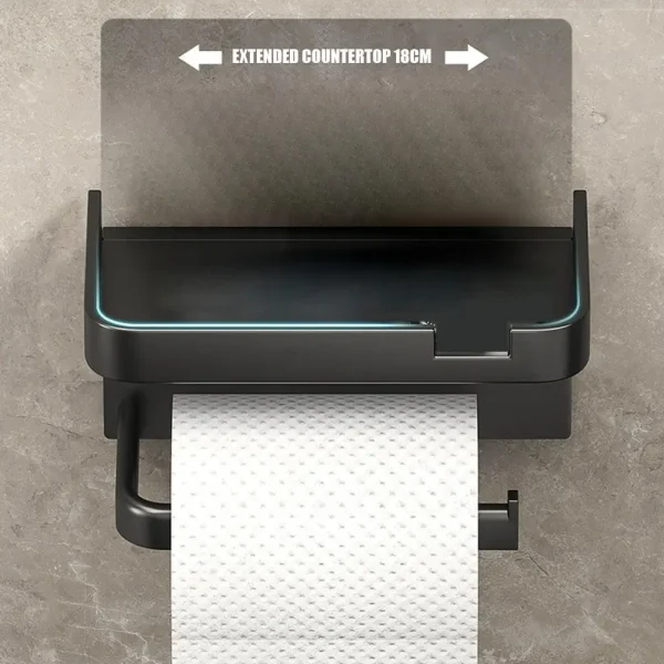 Toilet Paper Holder Stand Wall-Mounted Toilet Paper Dispenser Kitchen Bathroom Storage Rack For Tissue Box Shelf Phone Holder 3