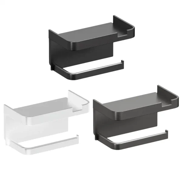 Toilet Paper Holder Stand Wall-Mounted Toilet Paper Dispenser Kitchen Bathroom Storage Rack For Tissue Box Shelf Phone Holder 5
